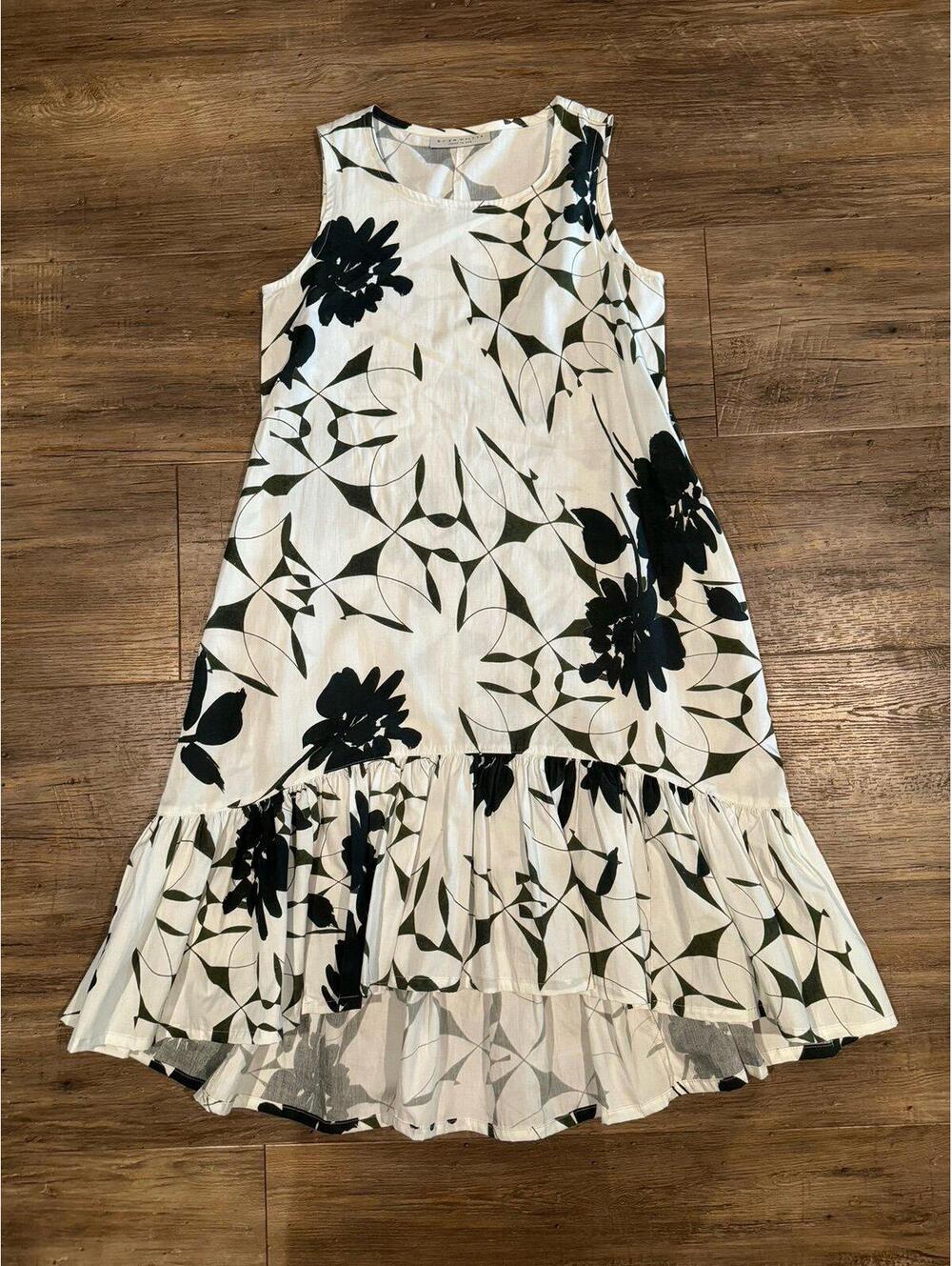 Bryn Walker White And Black Ruffle Sleeveless Dress Sz XXS NWOT